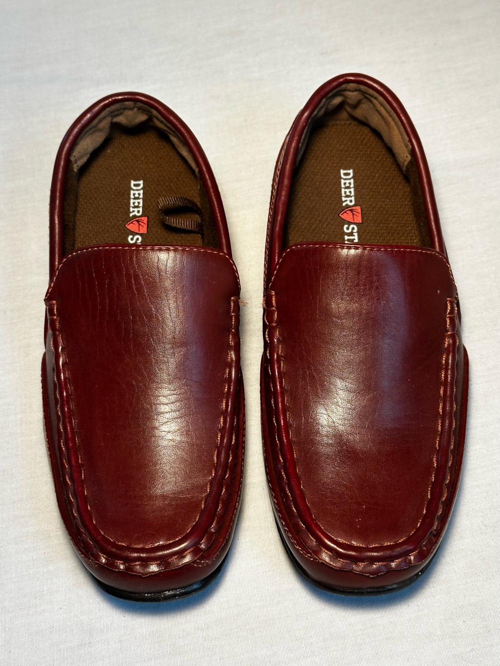 Deer Stags Kids Burgundy Slip-On Loafers
